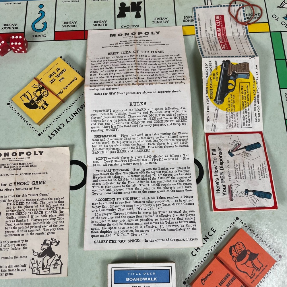 1961 Edition Monopoly Board Game Parker Brothers Real Estate Game MCM Complete! - Picture 5 of 16